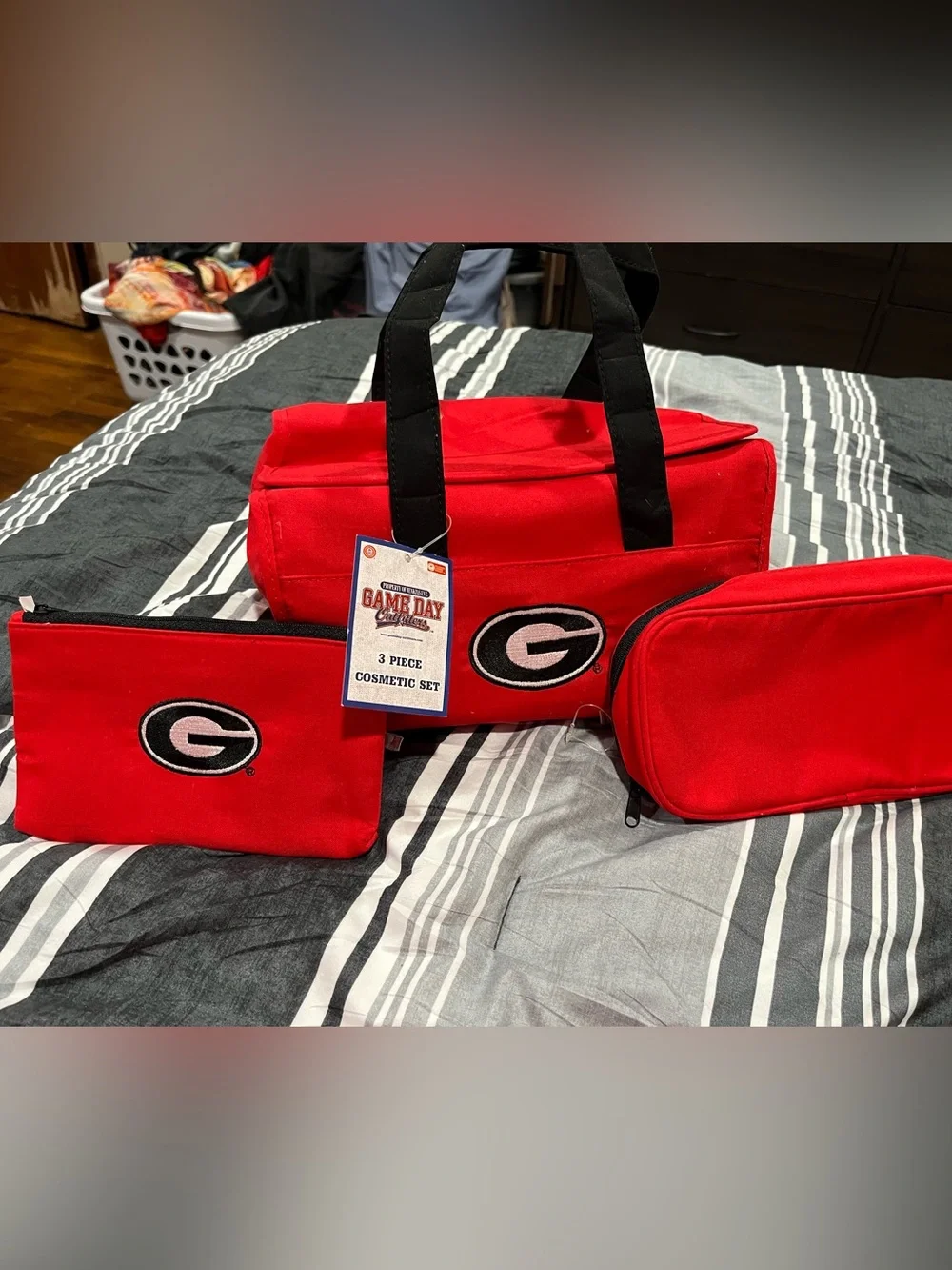 Game Day Red 3-Piece Cosmetic Bag Set with Georgia G Patch